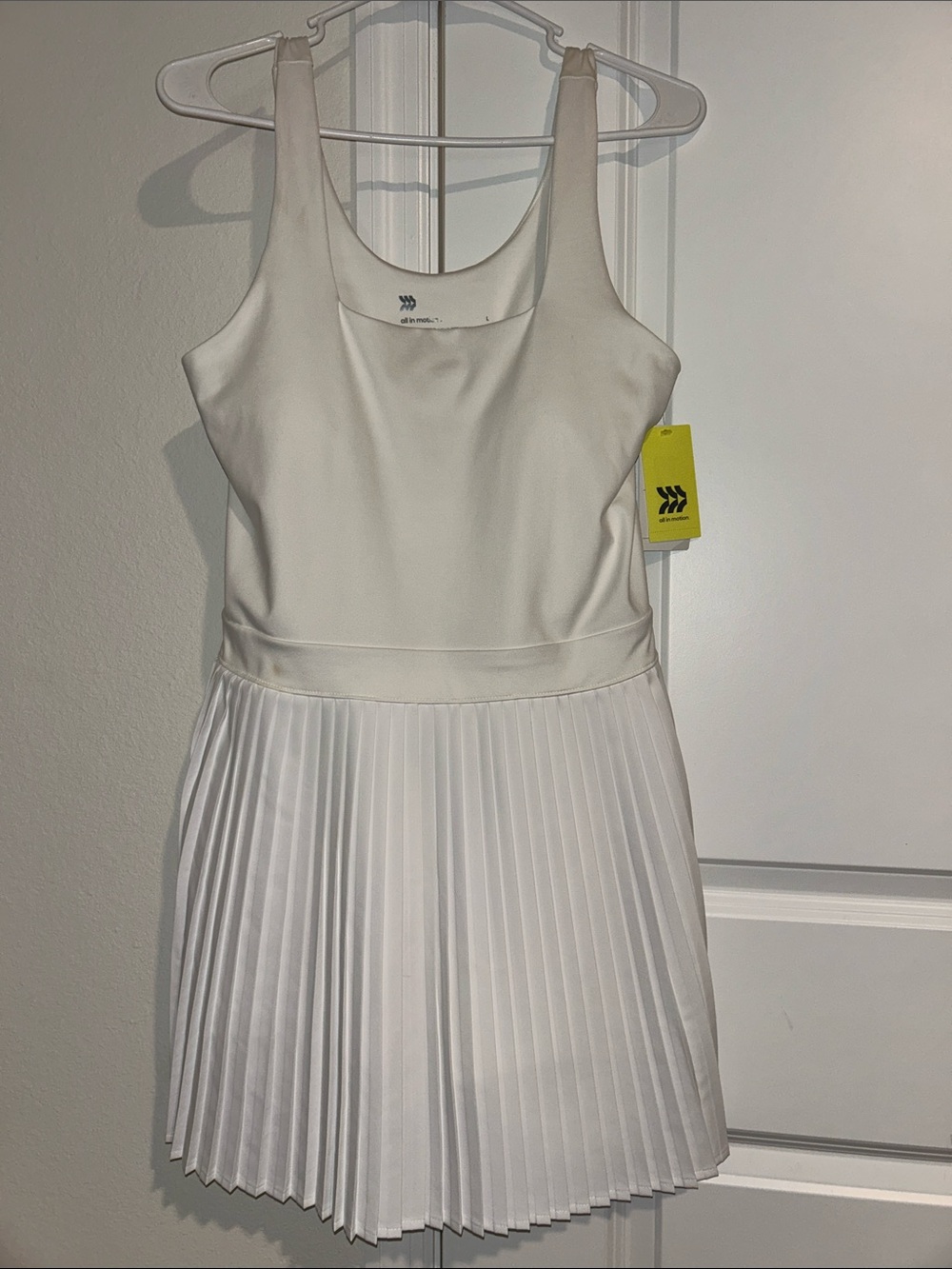 White Pleated Athletic Dress with Shorts